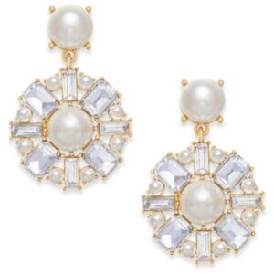 Charter Club Gold-Tone Imitation Pearl & Crystal Drop Earrings 3 for $10.00